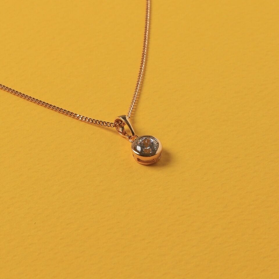 Neesa VIP Gold Tek Taş Kolye 45 cmGold