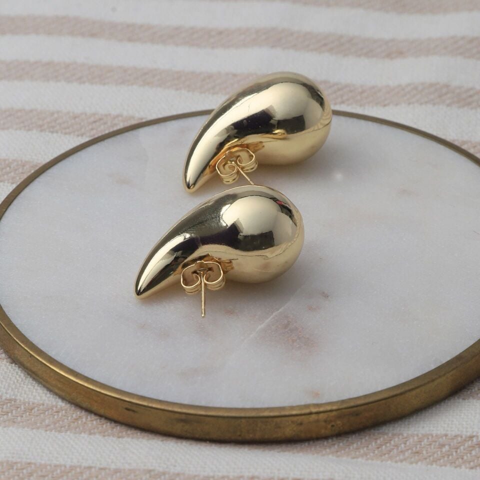 Neesa Çelik Su Damlası Marka Küpe 3 CmGold