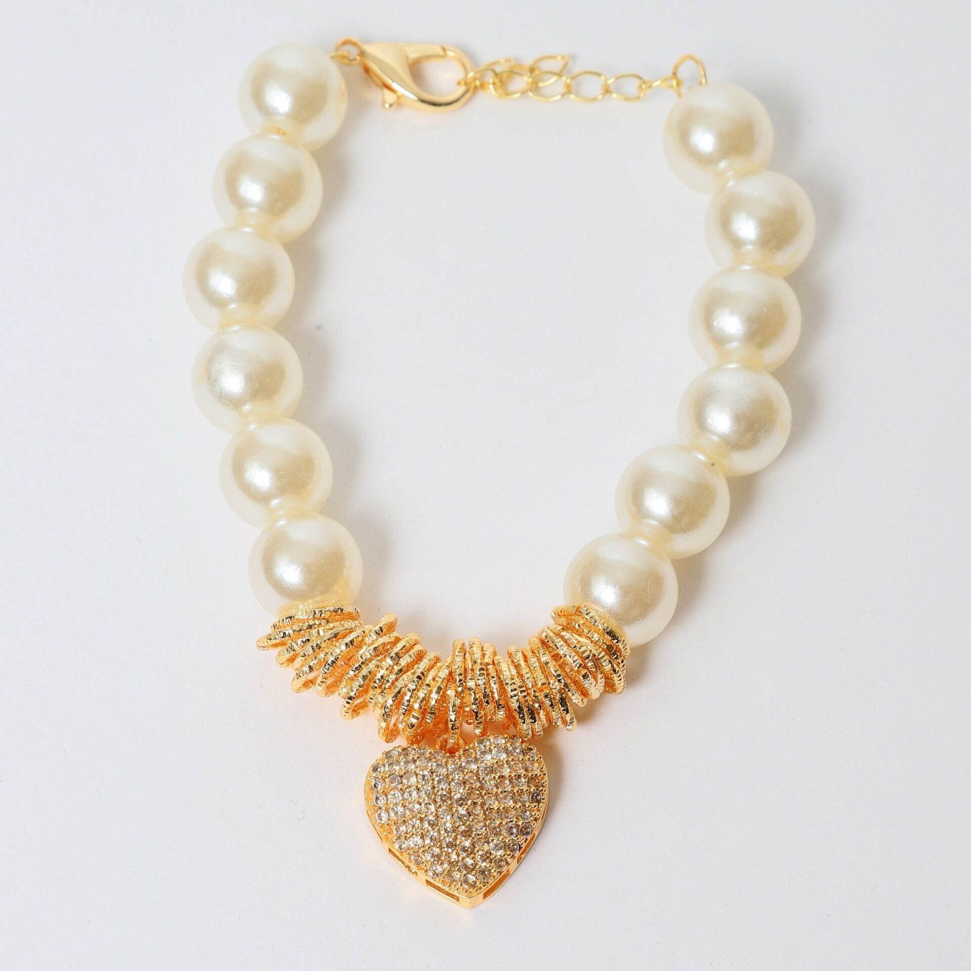 Neesa Özel Seri Gold Halka Detaylı İnci Bileklik 19+4CMGoldKalp