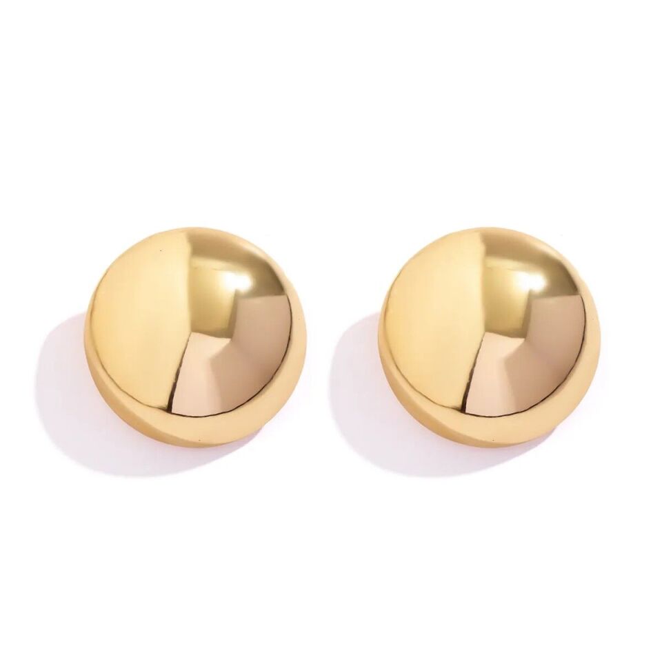 Neesa Özel Seri Yuvarlak Yarım Top Küpe 3 Cm VintageGold