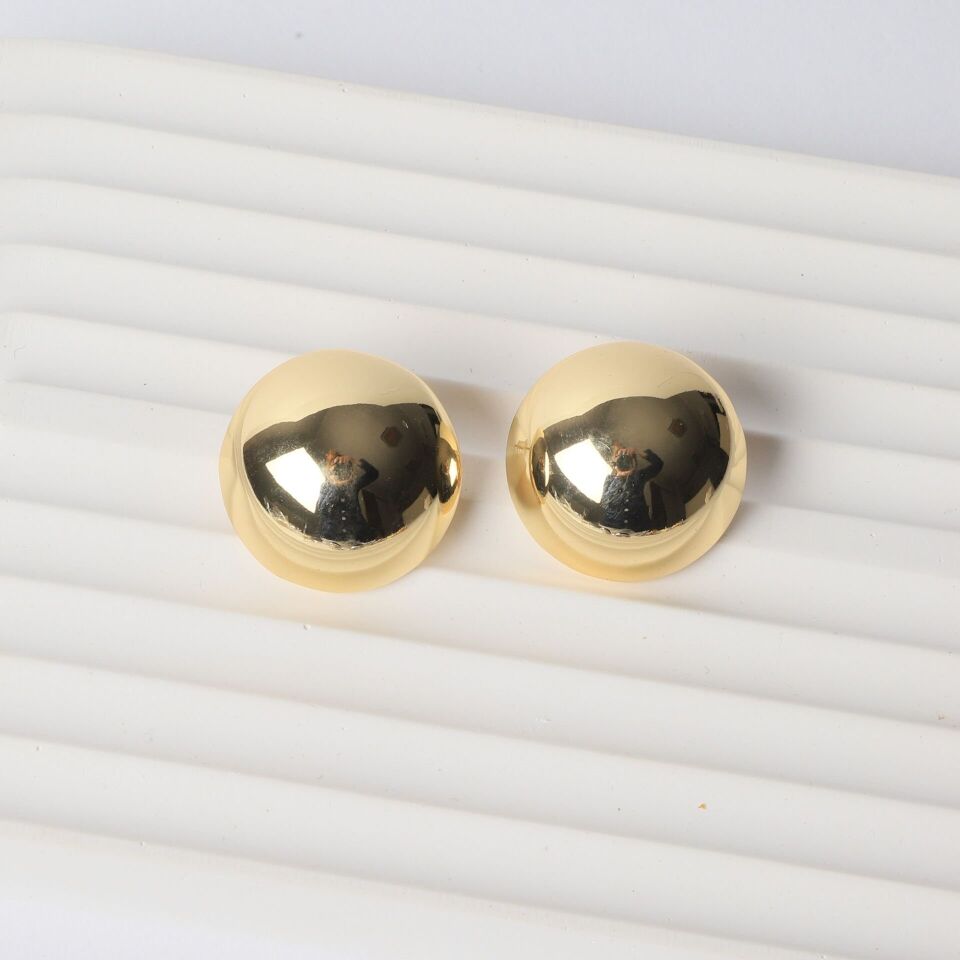 Neesa Özel Seri Yuvarlak Yarım Top Küpe 3 Cm VintageGold