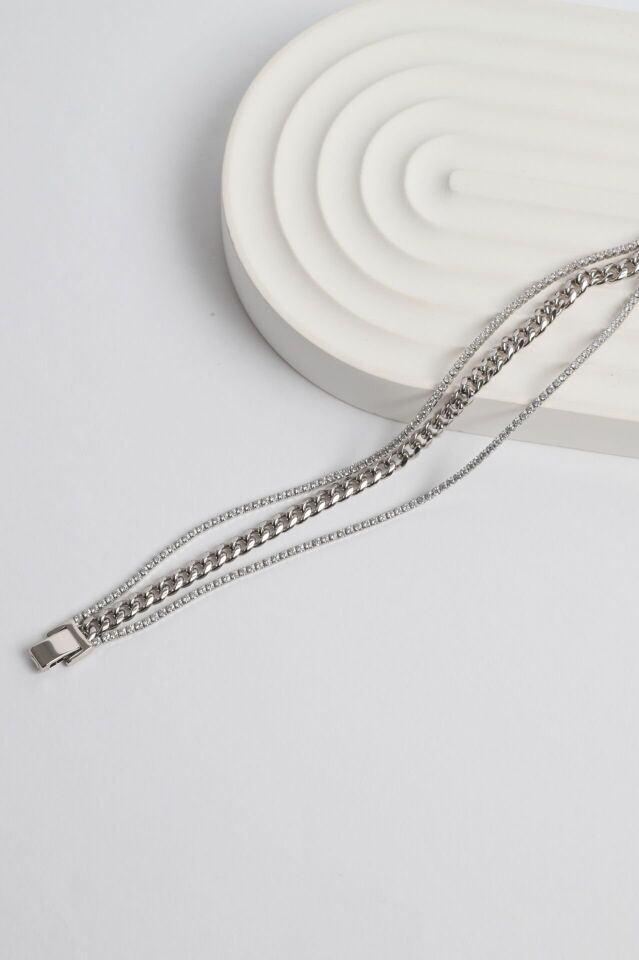 Neesa VIP Çoklu Silver Zincir Bileklik 18cmSilver