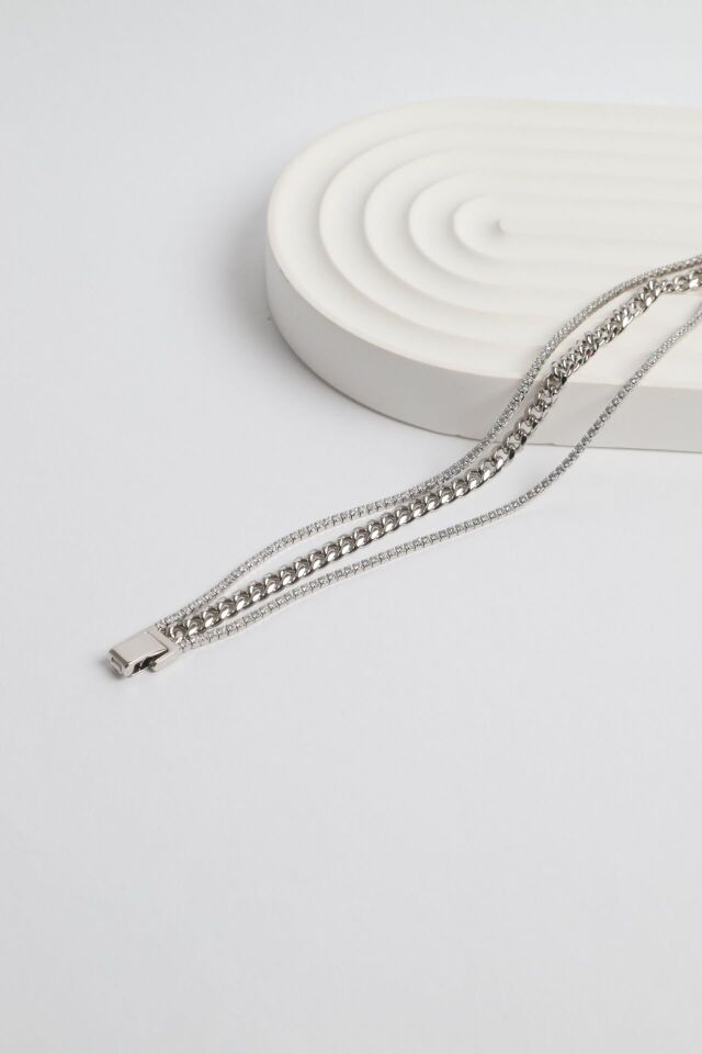 Neesa VIP Çoklu Silver Zincir Bileklik 18cmSilver