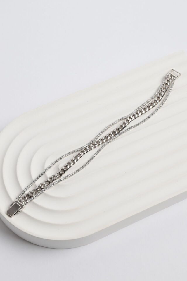 Neesa VIP Çoklu Silver Zincir Bileklik 18cmSilver