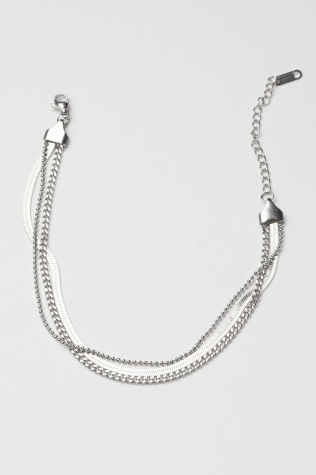 Neesa Çelik Çoklu İtalyan Zincir HalhalSilver
