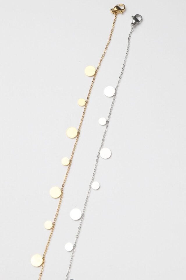 Neesa Çelik Yuvarlak Plaka Halhal Silver