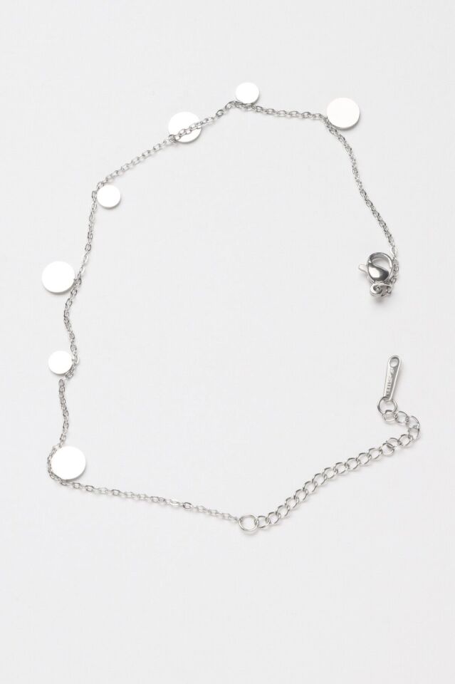 Neesa Çelik Yuvarlak Plaka Halhal Silver