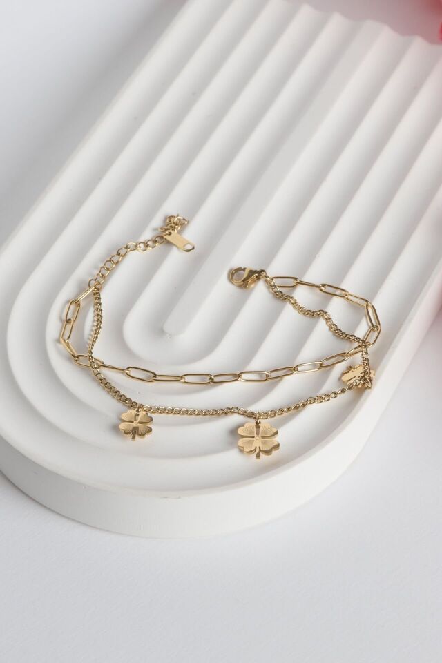 Neesa Çelik Yonca Gold  Bileklik 23 cmGold