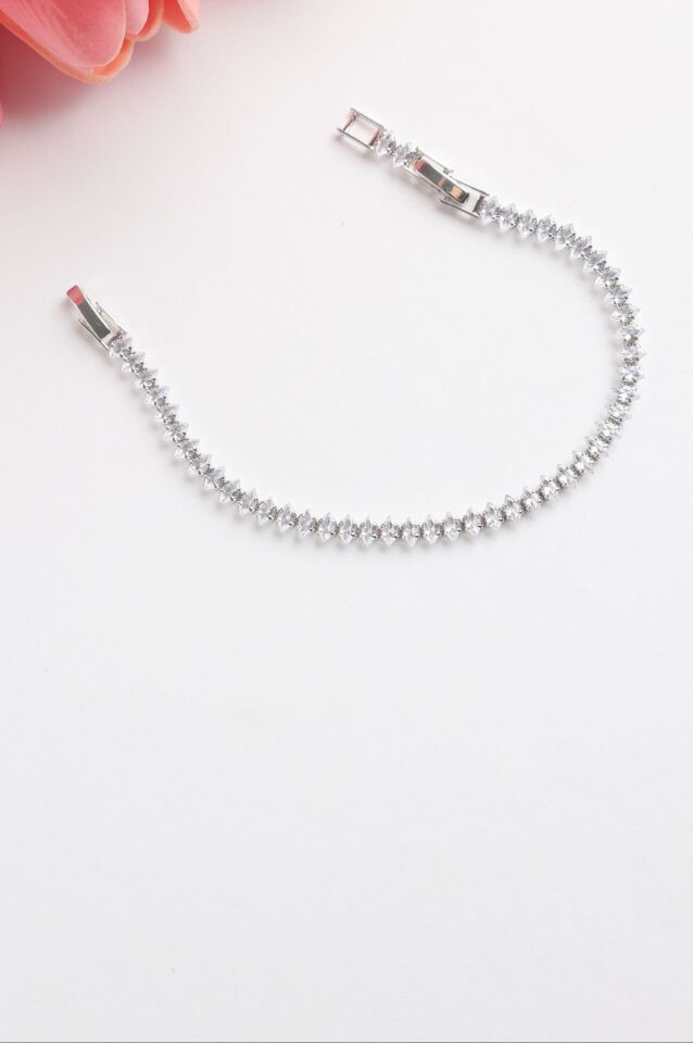 Neesa Çelik Elmas Model Su Yolu Bileklik 17+2cmSilver