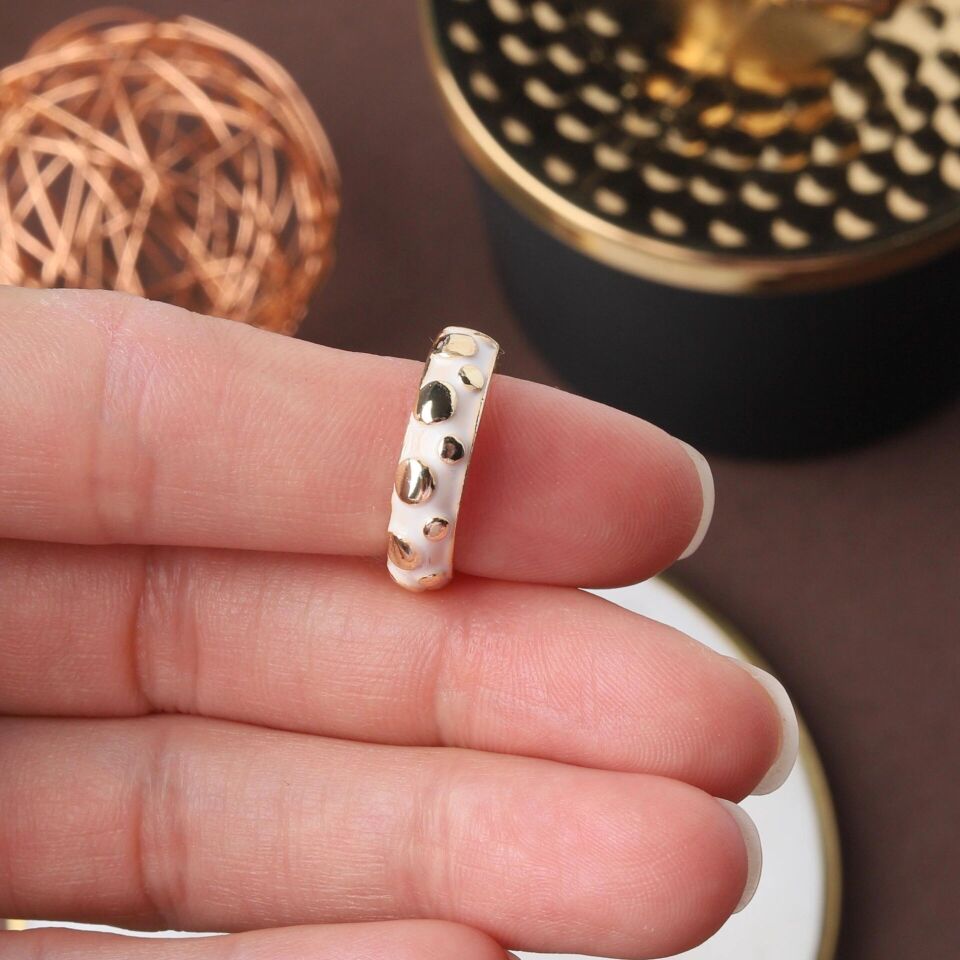 Beyaz Gold Ayarlanabilir Yüzük