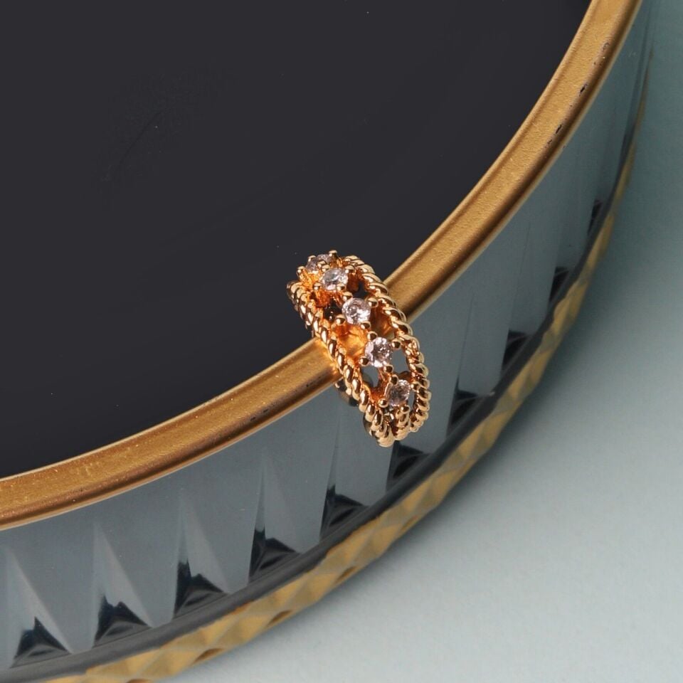 GOLD TAŞLI İKİ SIRA KIKIRDAK KÜPE