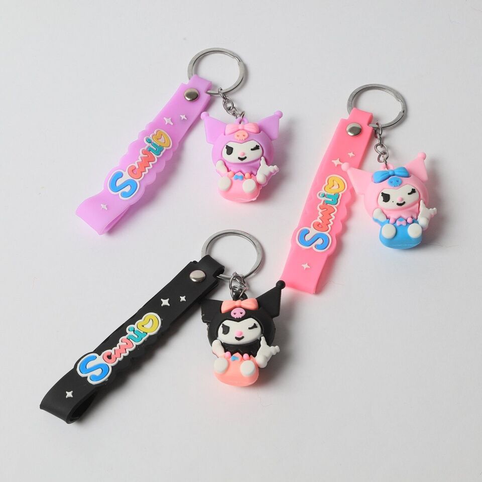 Neesa Kuromi Figür Silikon AnahtarlıkPembe Siyah