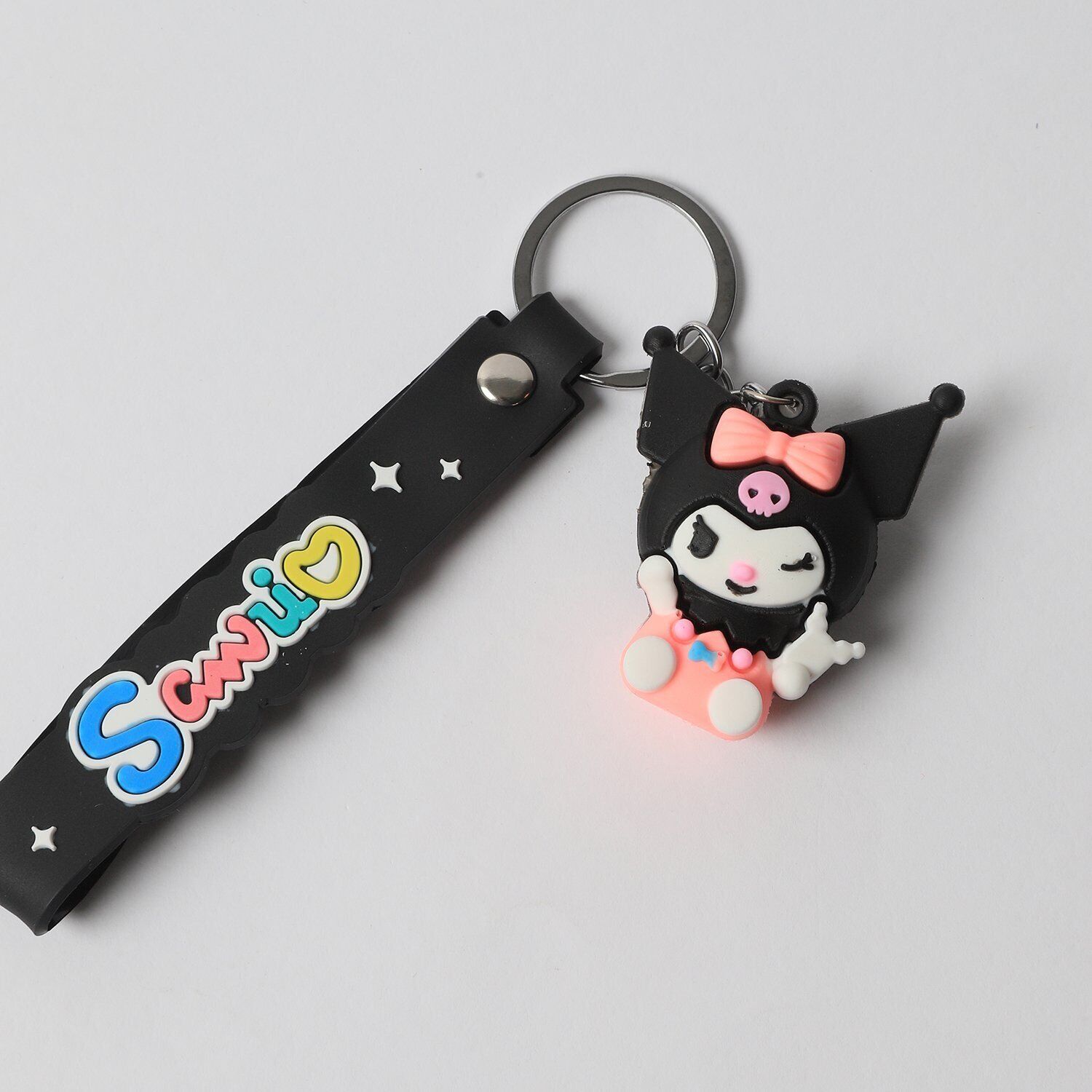 Neesa Kuromi Figür Silikon AnahtarlıkPembe Siyah