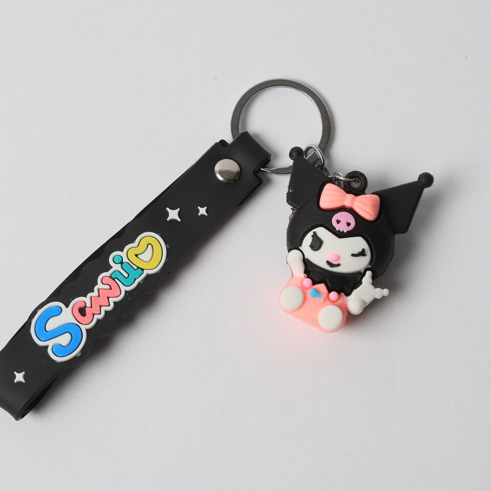 Neesa Kuromi Figür Silikon AnahtarlıkPembe Siyah