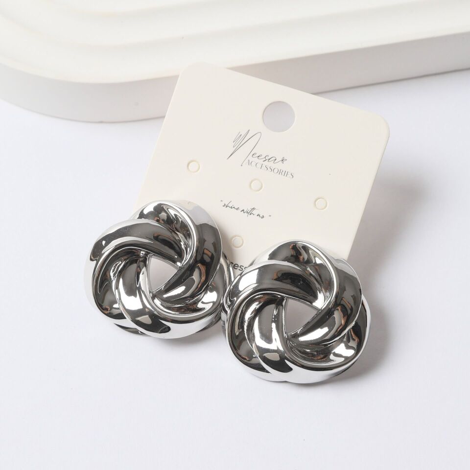 Neesa Özel Seri Sarmal Küpe Marka ModelGold Silver